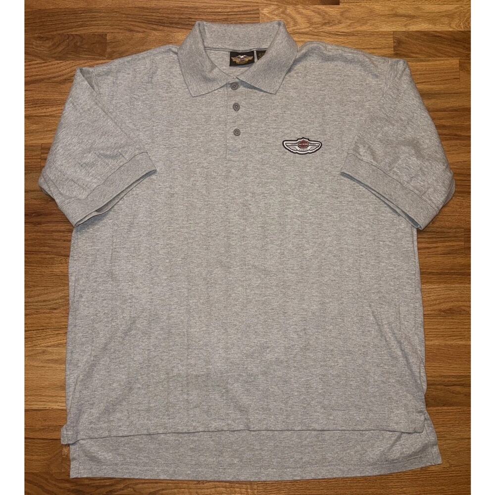 Vintage Harley Davidson Shirt Mens XXL Gray Polo Motorcycles 100 Year Patch 2XL
